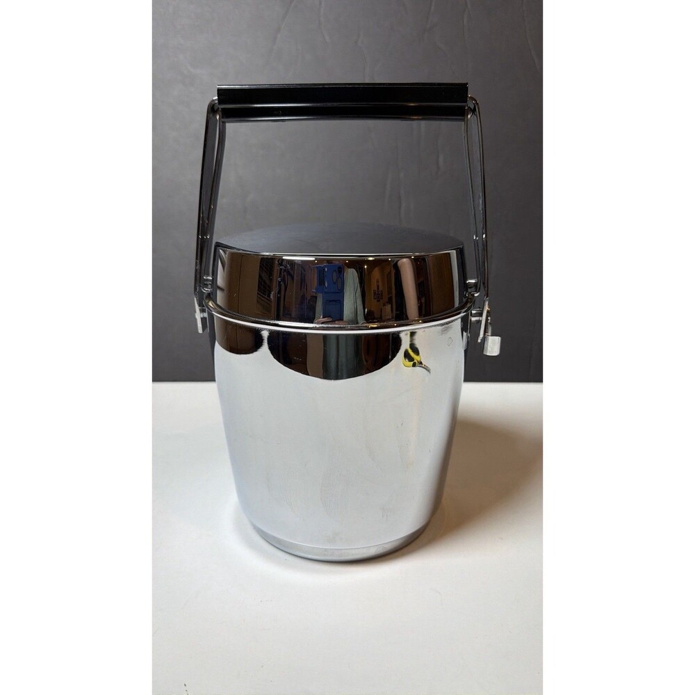 Vintage 1960s Alfi 0.5L Chrome Ice Bucket West Germany Automatic Lid MCM